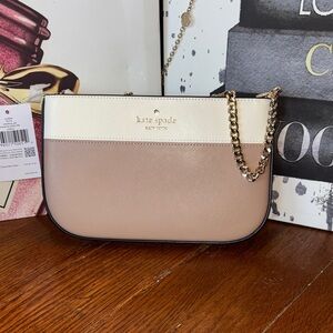 kate spade two-tone cream and blush mini shoulder bag